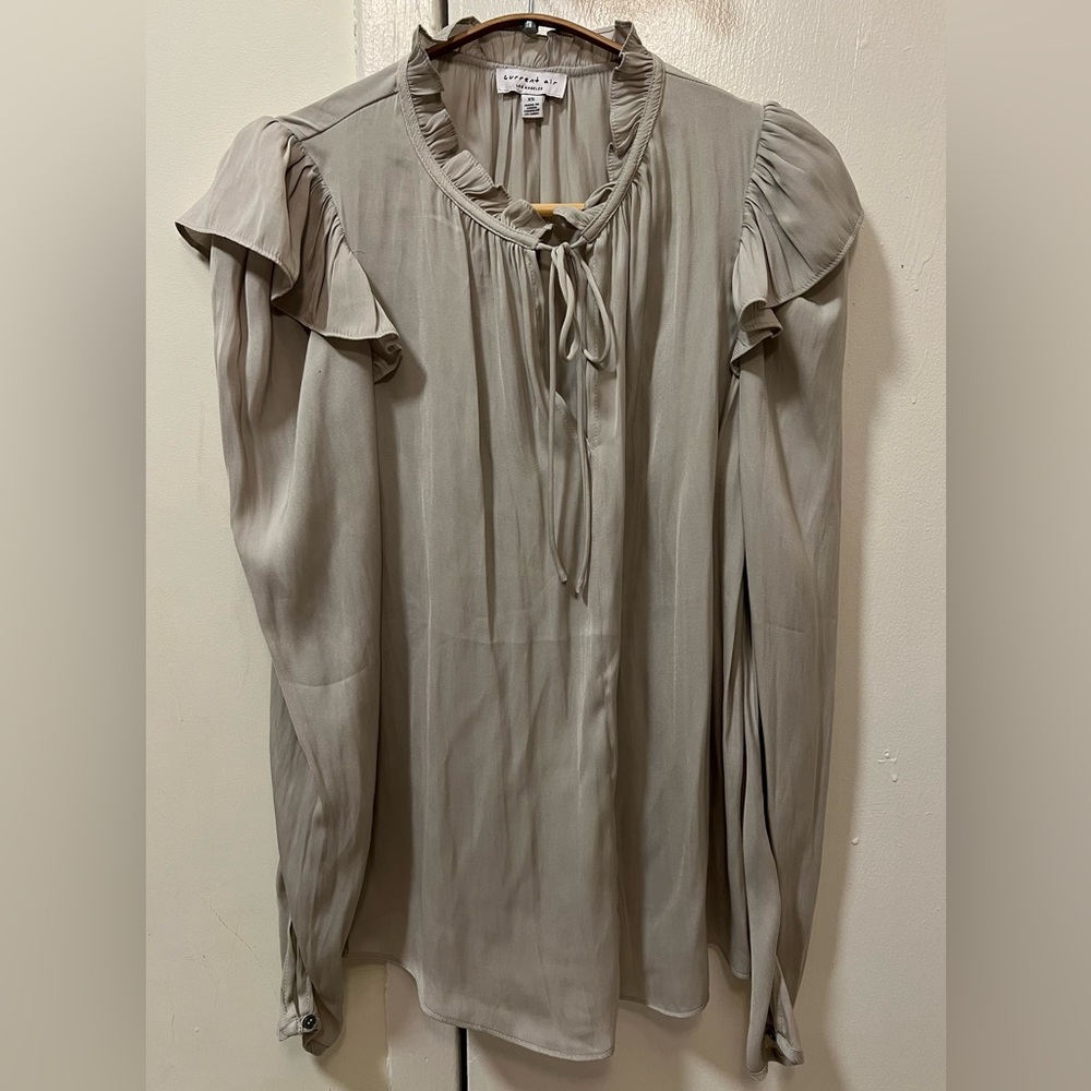 Current Air Pearl Gray Ruffle Blouse